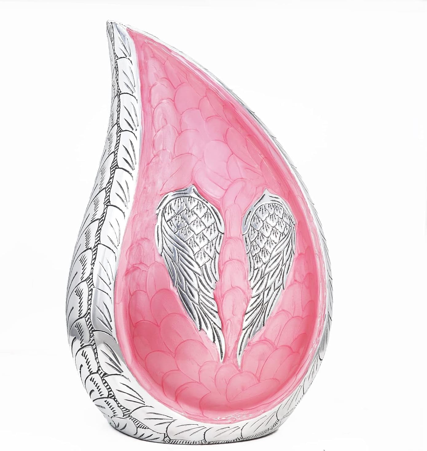 Pink Lavender Bloom Angel Wings Teardrop Urns Large