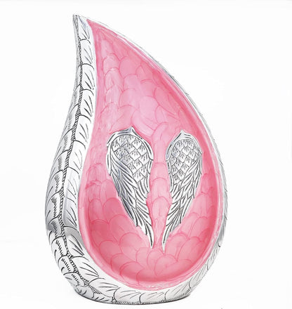 Pink Lavender Bloom Angel Wings Teardrop Urns Large