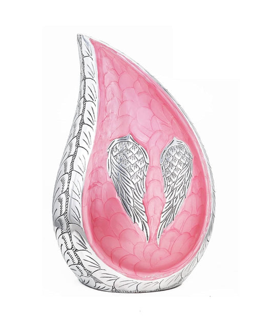 Pink Lavender Bloom Angel Wings Teardrop Urns Large