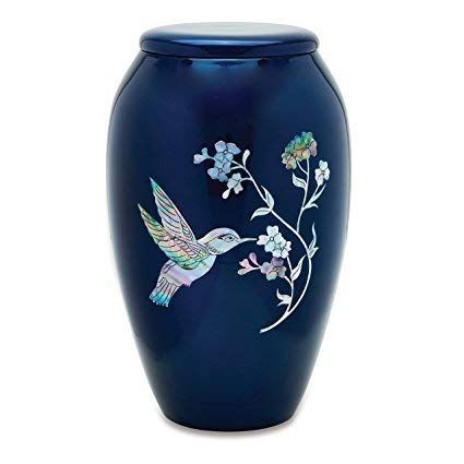 Blue Enamel Humming Bird Urns Large Size