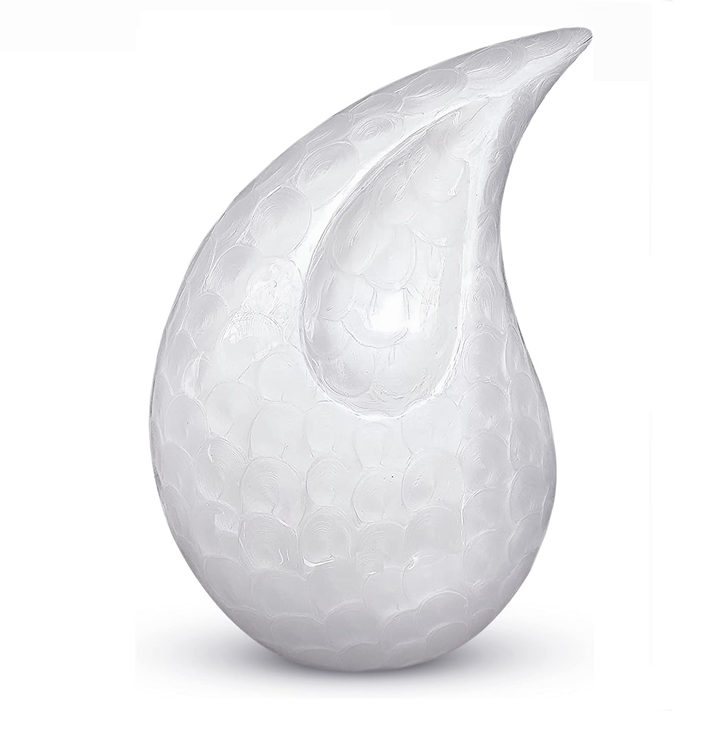 White Enamel Finish Teardrop Urn for Ashes