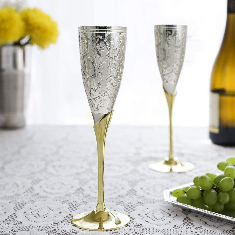 Cheap Brass Wine Glasses, Metal Goblet, Champagne Flutes, Wedding